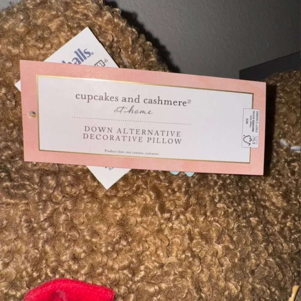 NWT Cupcakes and Cashmere Down Alternative Gingerbread Man Decorative Pillow